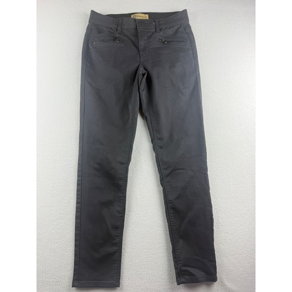 Democracy Womens Size 4 Ab Technology Skinny Pants Dark Gray Faux Zip Pockets